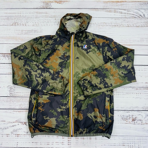 K-Way Unisex Size Medium Le VTAI 3.0 Claude Graphic Camo Hooded Rain Jacket - Picture 6 of 12